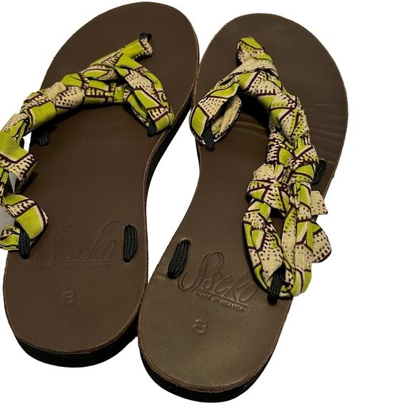 Sseko side braided women's sandals size 8 green/brown hippie - Picture 10 of 10